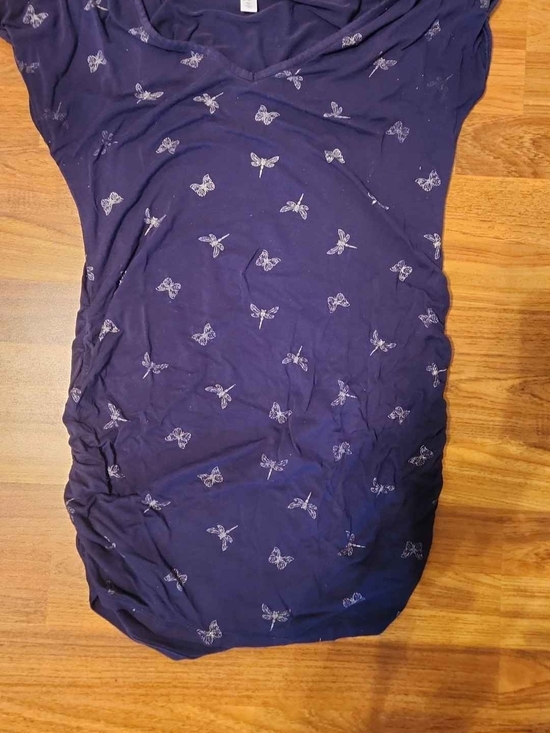 Thyme Maternity Tops - Women's Navy Butterfly-Print Short Sleeve Maternity Top